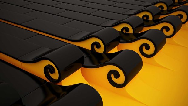 Yellow And Black Art Spirals Full Screen HD.