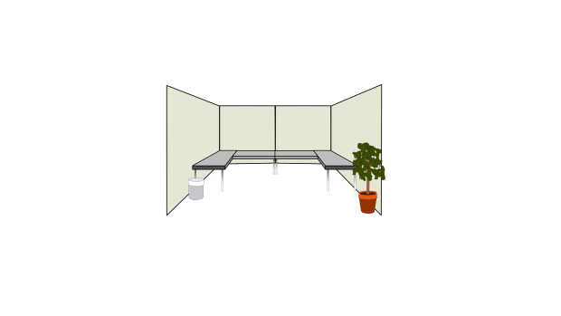Background transparent back cubicle office animation.