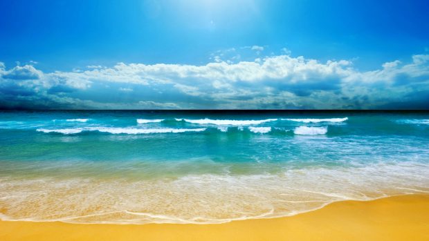 Beautiful beach with yellow sand.