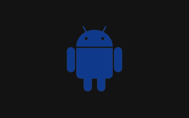 Blue Android And Black Background Wallpaper Desktop.