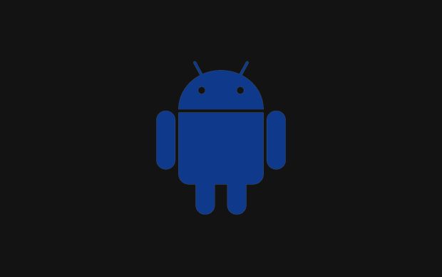 Blue Android And Black Background Wallpaper Desktop.