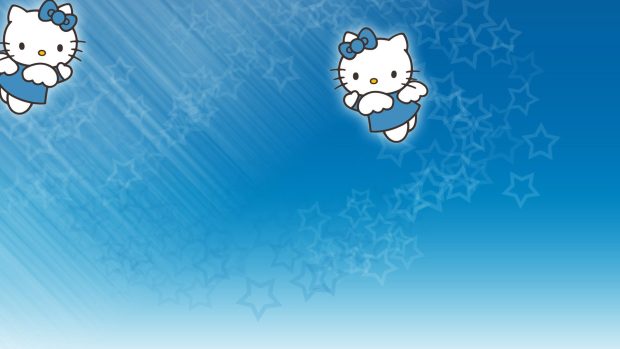 Blue hello kitty background HD.