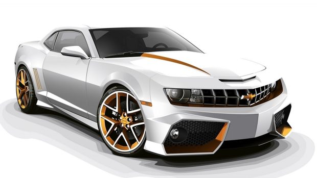 Chevrolet Camaro White 3D HD Car Wallpapers.