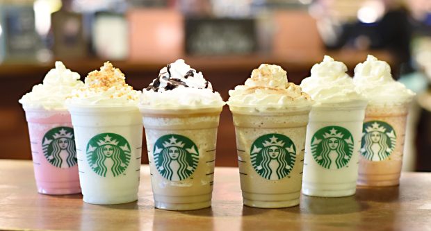 Frappuccino Starbucks Wallpaper in six cups.