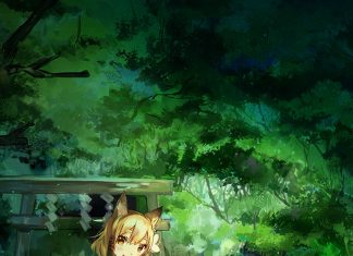 Girl And Dog Green Nature Anime Art Illust iPhone 6 plus wallpaper.