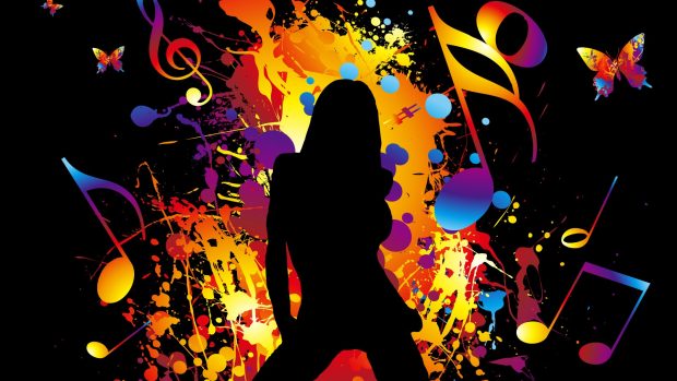 Girl dancing wallpaper music vector colorful.