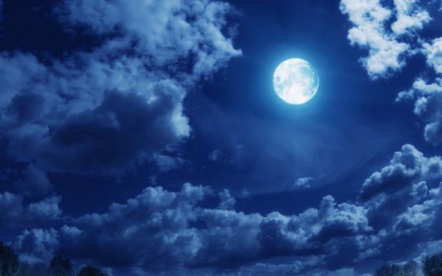 Good night full moon cool night sky wallpaper.