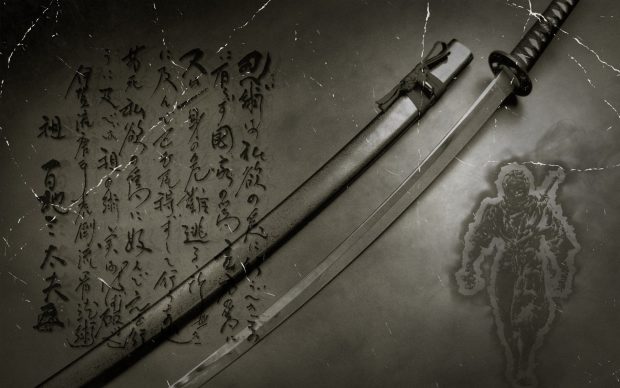 Gray inscription japanese kanji katana ninjas samurai swords photos.