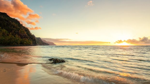 Hawaii ocean coast sunset wallpaper 2560x1440.