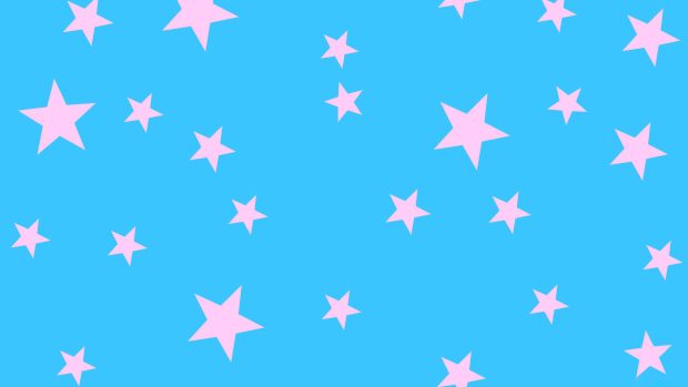 Light blue wallpaps with pink hearts.