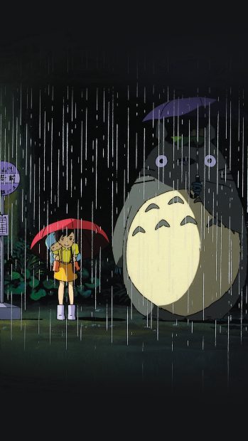 My Neighbor Totoro Art Illust Rain Anime iPhone 6 plus wallpaper.