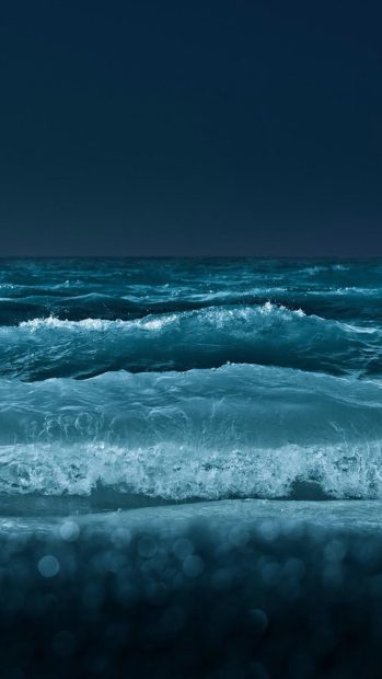 Nature Night Ocean Beach Wave Bokeh iphone 6 wallpaper.