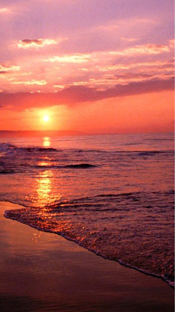 Nature Sunset Sea Beach iphone 6 wallpaper.