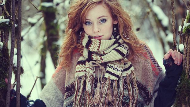 Nature girl winter fashion wallpaper 1920x1080.