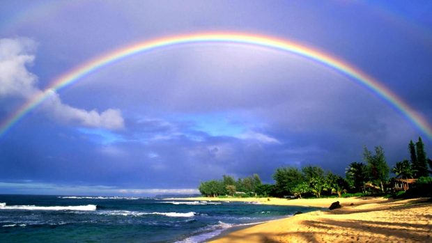 Rainbow Hawaii Beach Wallpaper HD Free Download.