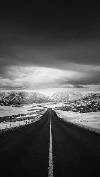 Road To Heaven Snow Mountain Dark Nature Winter iPhone 6 plus wallpaper.