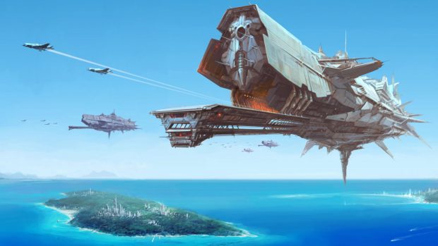 Sci Fi Battle Space Ship Wallpaper.