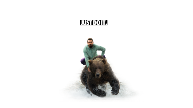 Shia labeouf white bear grizzly bear just do it images.