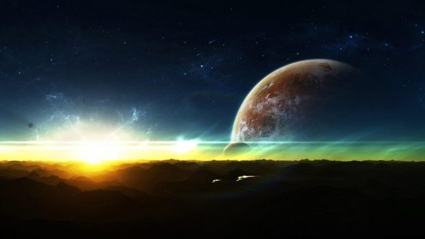 Space Abstract Sunrise 1600x900.