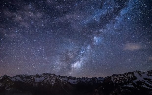 Starry sky above the mountains hd wallpapers.