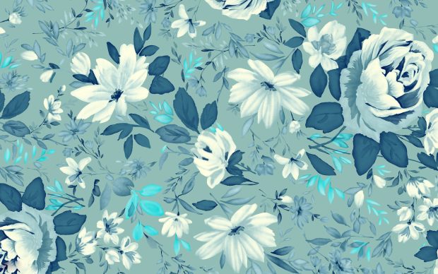 Vintage wallpaper floral blue.