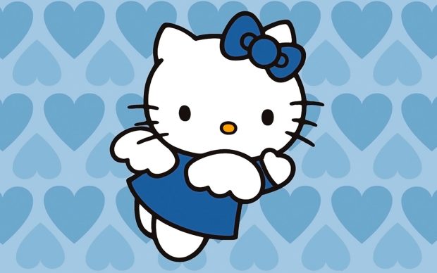 Wallpaper blue hello kitty.