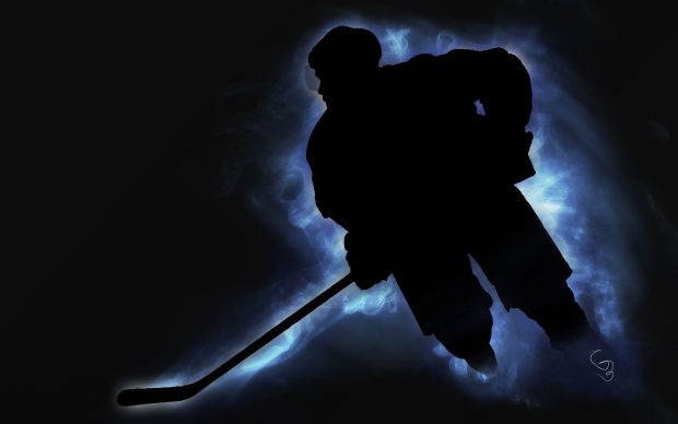 Wallpaper player hockey silhouette.