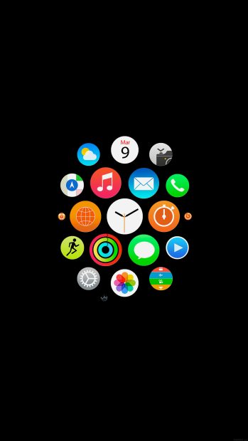 Apple watch icons art illust dark 34 iphone6 plus wallpaper.