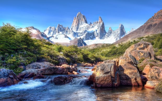 Backgrounds mountain river patagonia 2880x1800.