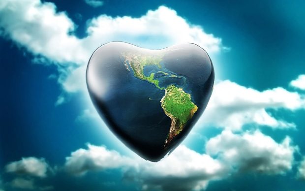 Beautiful heart in sky 3D backgrounds.