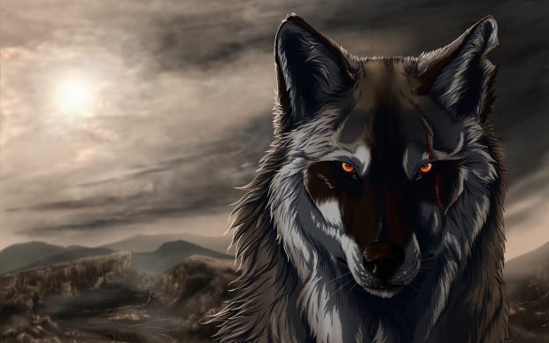 Black Wolf 3D Animation HD Wallpaper.