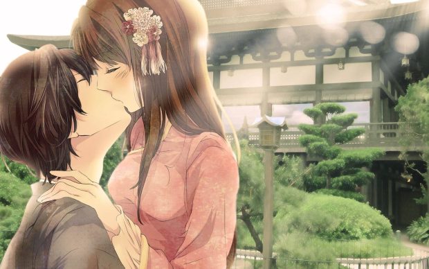 Cute Anime Couple Background Free Download.