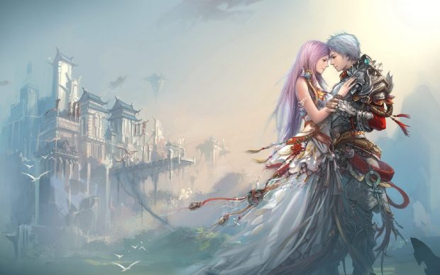 Free Download Cute Anime Couple Background.