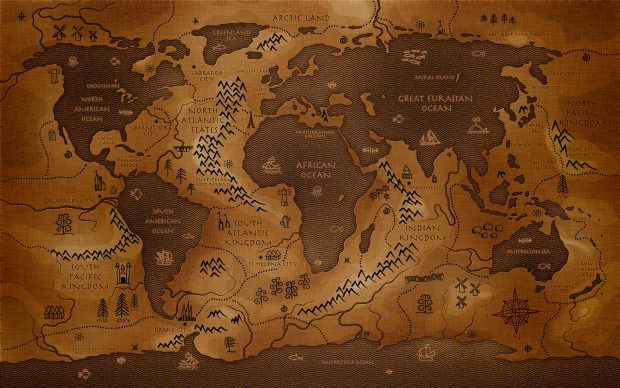 Free antique style world map computer pictures.