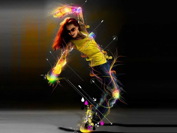 Girl in dance mood 3d graphic.