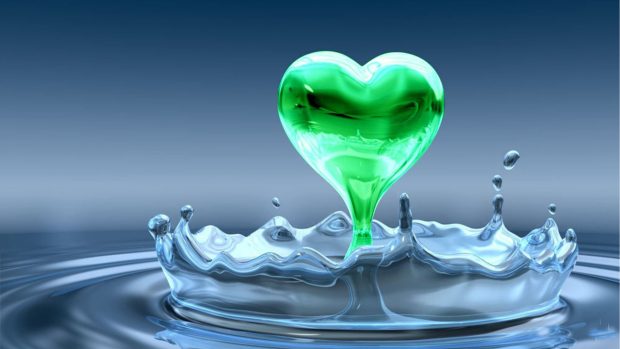 Great Green Shade 3D Heart HD Wallpaper Free Download.