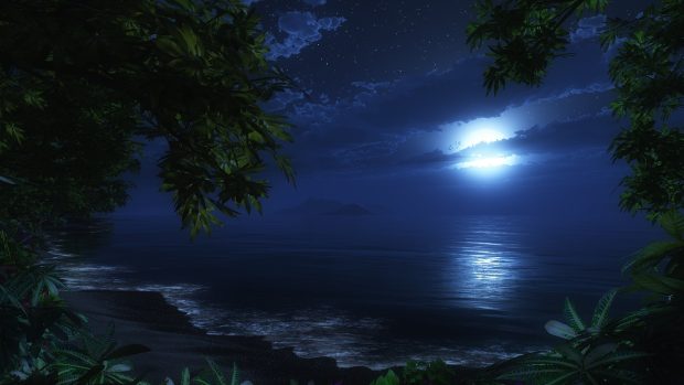 HD Beach At Night Images.