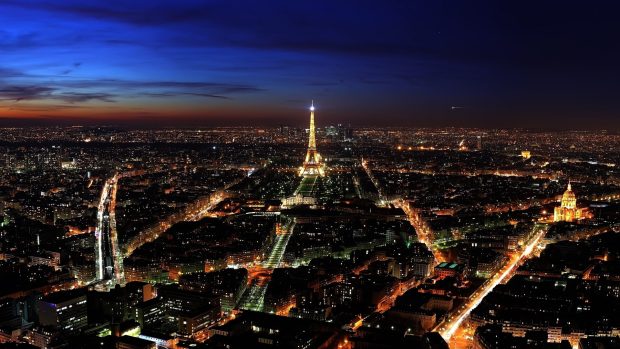 Paris france night top view city lights images 4k.