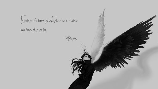 Anonymous angels monochrome quotes sad 2400x1350 pictures.