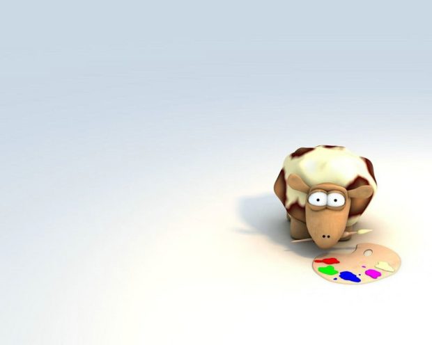 Art Funny Sheep 3D Backgroung.