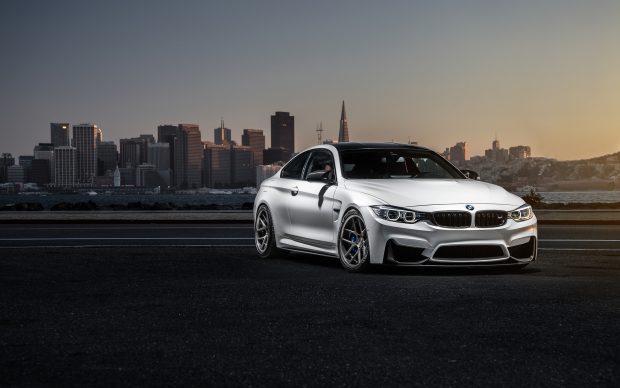 BMW M4 F82 White Front View Sportscar Sunset 3840x2400.