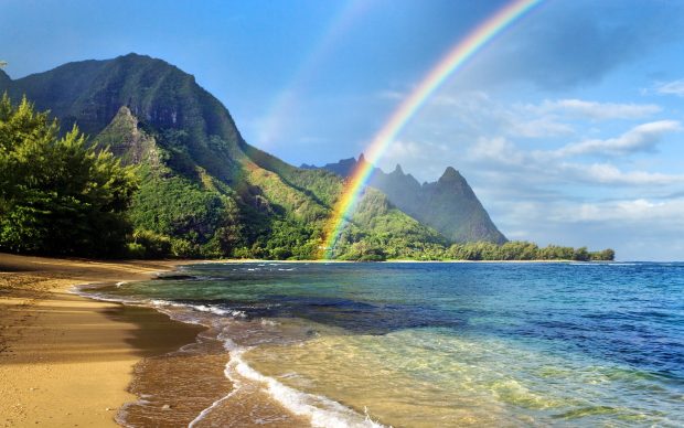 Beautiful Sea and Rainbow HD Photos nature.