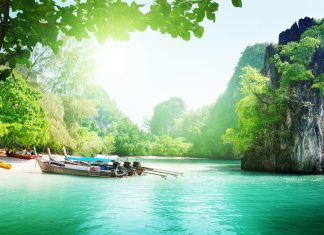 Beautiful lake landscape wide.