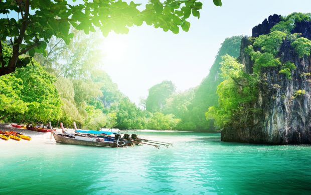 Beautiful lake landscape wide.