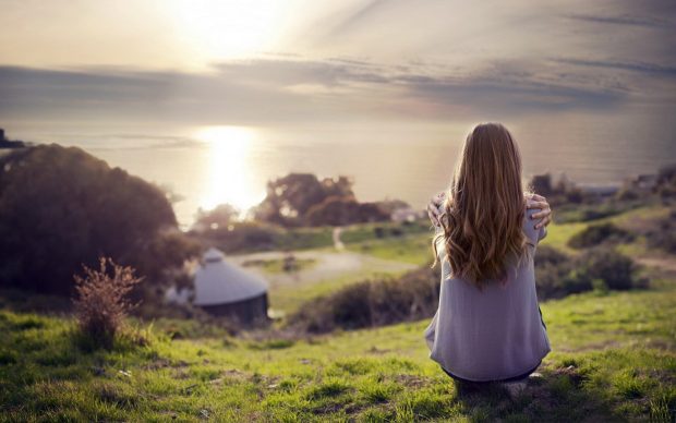 Blonde fields grass photo country sky evening sadness girl hd wallpaper.