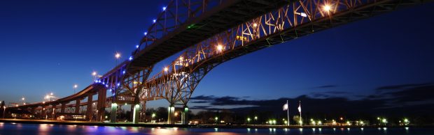 Blue Water Bridge Panoramic Wallpaper.