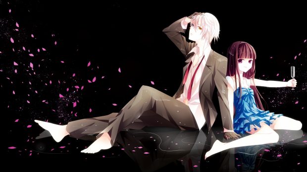 Boy and Girl Romance Petals 1920x1080 Anime Background.