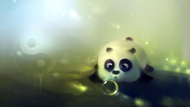 Cartoon Panda Looks Cute 3D Background.