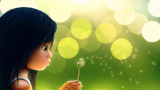 Cartoon dandelion girl cute photos.