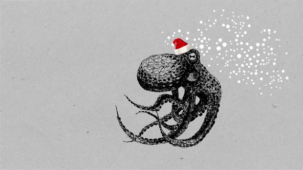 Christmas Octopus Wallpaper.